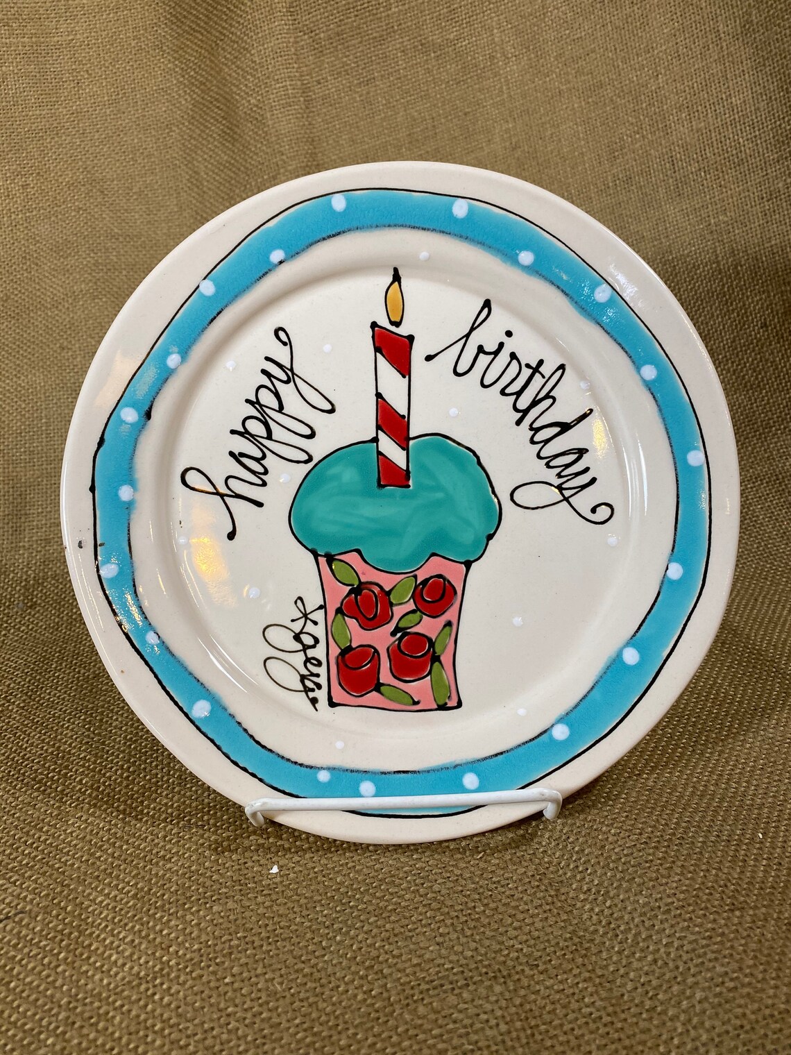 Happy Birthday Plate Salad Size Etsy