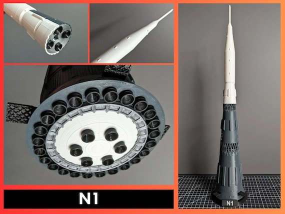 1:99 Scale N1 Soviet Moon Rocket Model Kit | Detailed 3D Printed