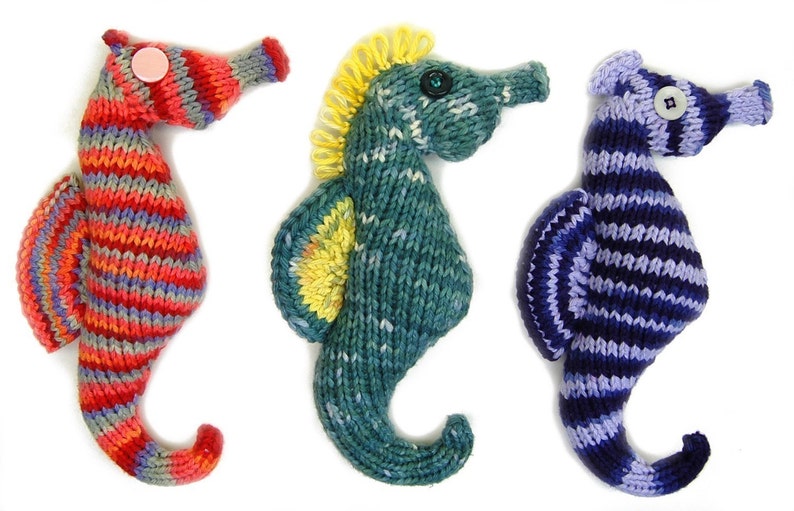 FLAT KNIT Seahorse Plush Amigurumi Toy Pattern PDF Digital Download image 1