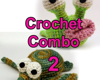 Crochet Garden Slug and Baby Sea Turtle Amigurumi Plush Toy Pattern Download PDF