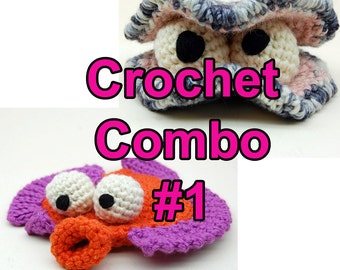 Crochet Combo Number One with Oyster Stu and Flappy Flounder Amigurumi Plush Toy Pattern Instant Download