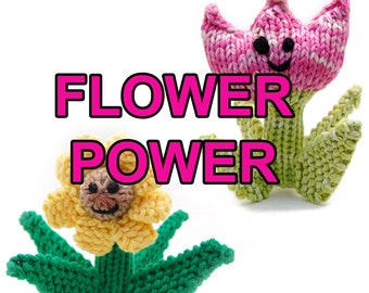 Flower Power Spring Tulip and Summer Daisy Amigurumi Plush Toy Knitting Pattern Instant Download PDF