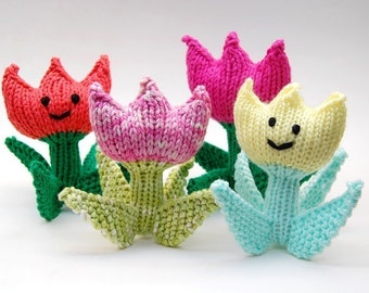 Spring Tulip Flower Knit Amigurumi Plush Toy Soft Sculpture Pattern PDF Download