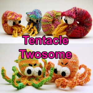 Tentacle Twosome Amigurumi Pattern Pack with Obstinate Octopus & Knitilus Nautilus Digital Download