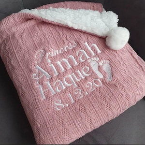 Personalized Baby Blanket: Soft Cotton Knit with Sherpa Fleece