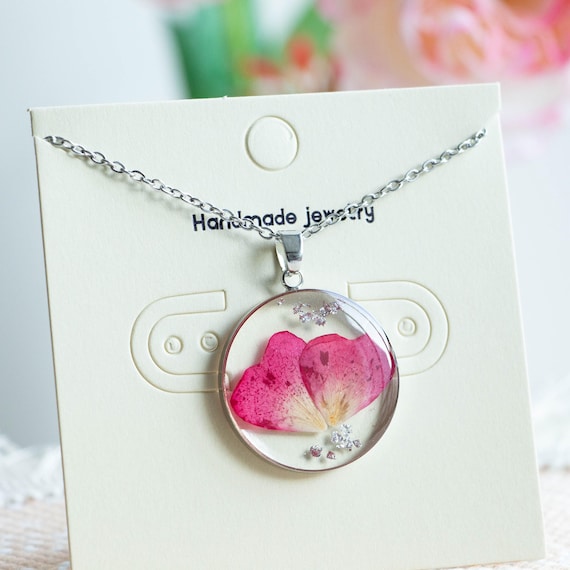 Birth Month Flower Necklace,real Flower Necklace, Dried Flower