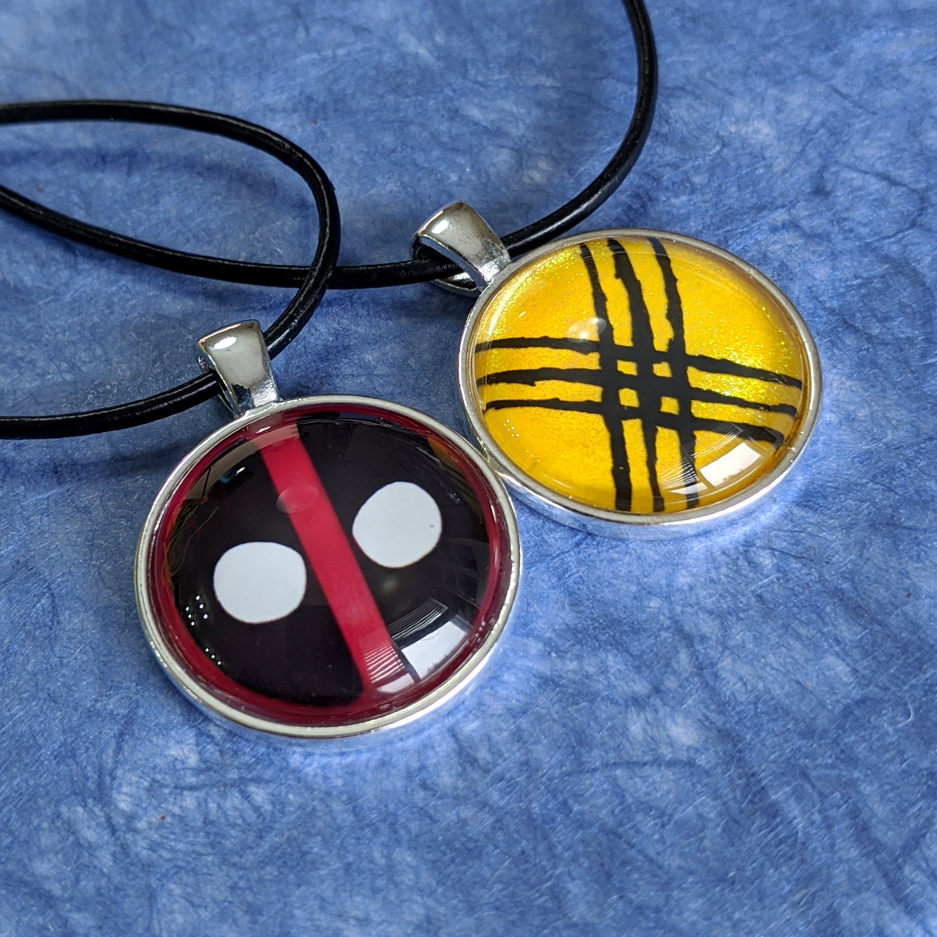 Deadpool mask and Wolverine claw marks friendship necklace | Etsy