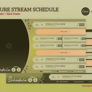 Nature Themed Stream Schedule Template | Green VTuber / Streamer Weekly Schedule