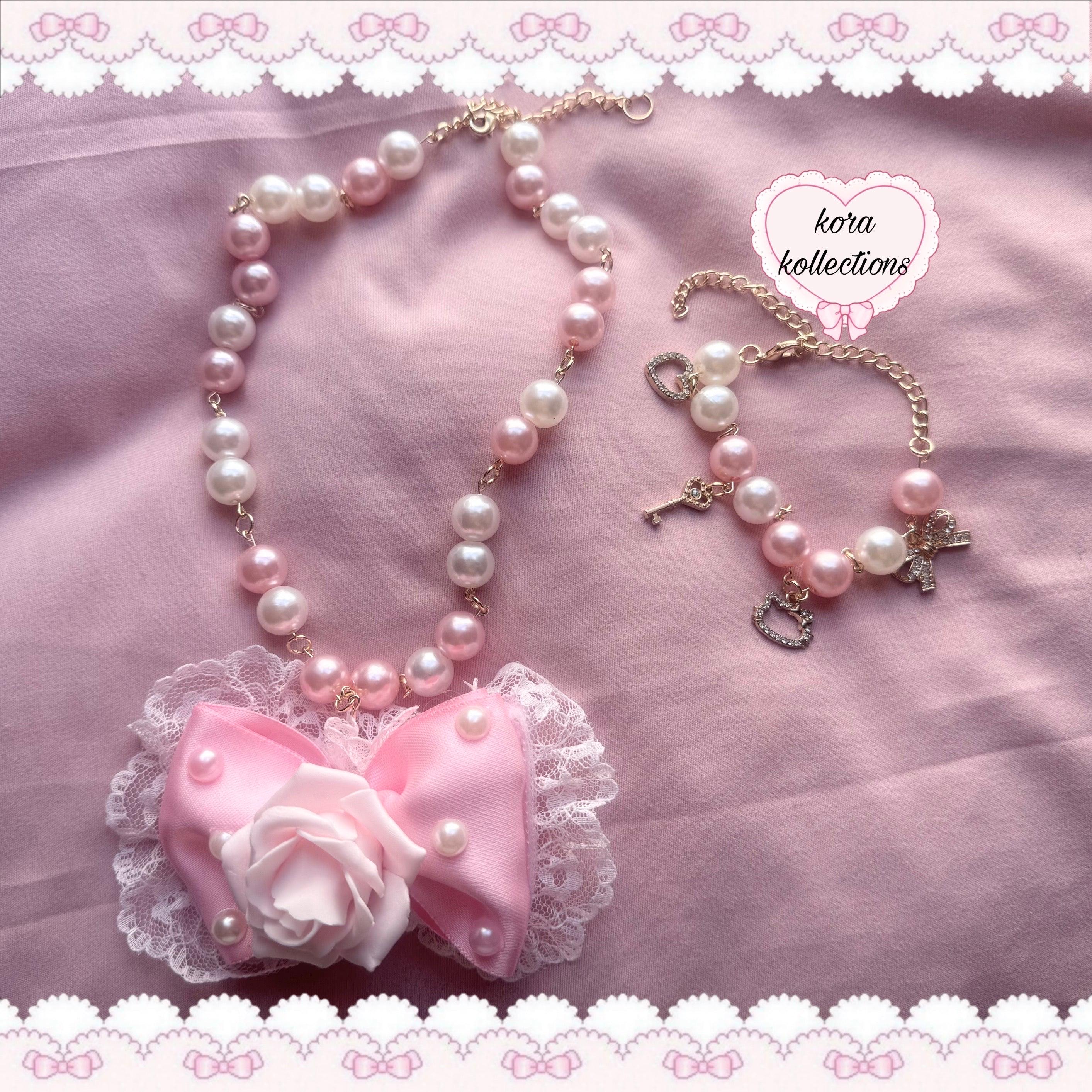 handmade custom hime gyaru coquette nicole necklace with charm bracelet