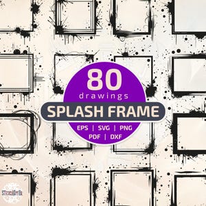 80 grunge border frames and abstract ink splash borders for vintage photography
