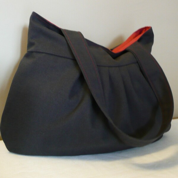 Every day bag ,Canvas,Dark Gray with Claret Red lining