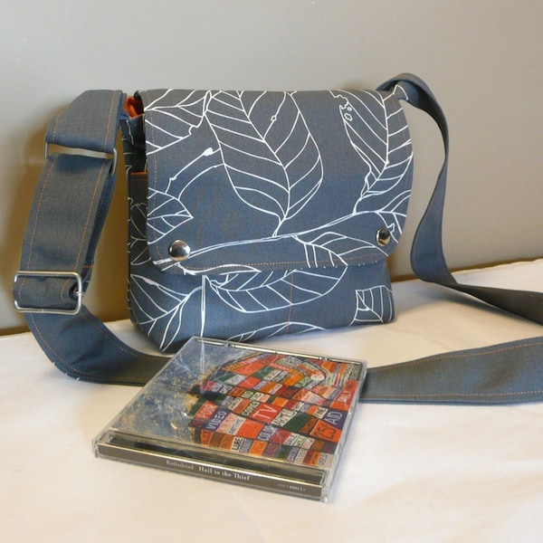 MINI CITY..  Gray canvas with leaves ,adjustable strap