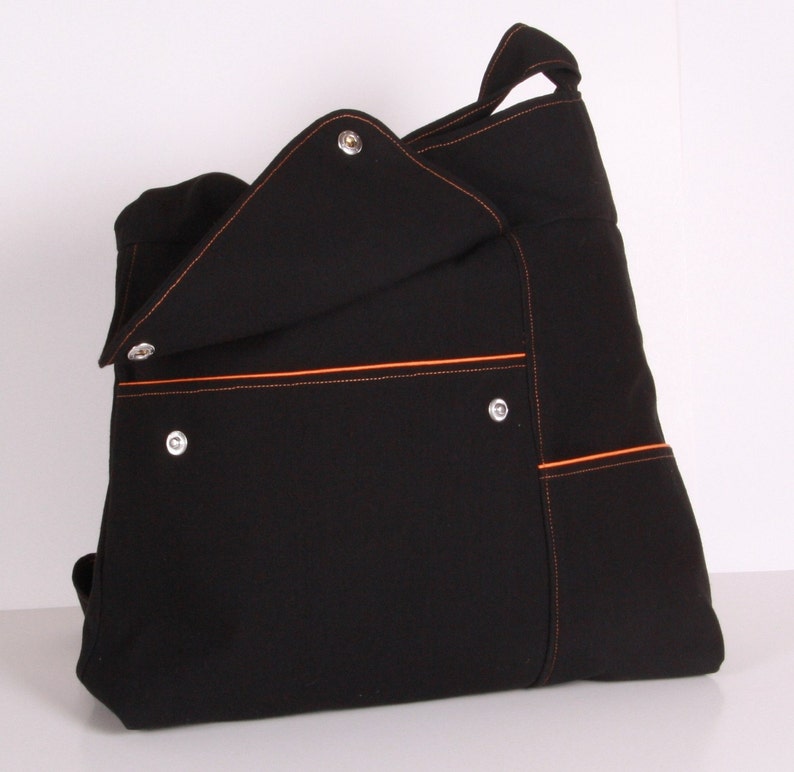 Shoulder Bag messenger Bag School Bag Black Canvas With Etsy