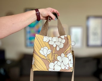 Handmade Floral Cotton Crossbody Bag, Mini Tote Purse