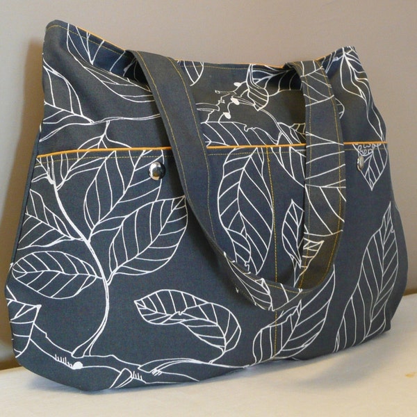 DYNAMIC ,Gray Canvas with Leaves ,Shoulder Bag