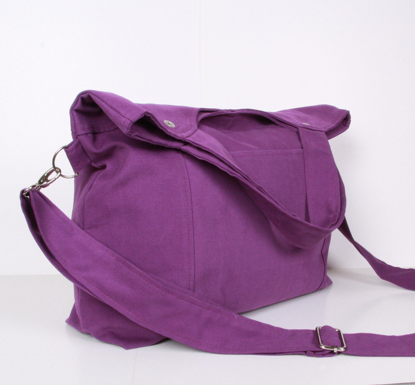 Canvas Messenger Bag Tote Bag Purple Canvas With Purple Etsy