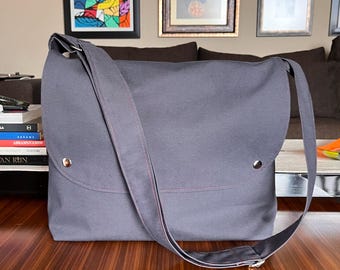 Canvas Messenger Bag, Customizable Cotton Lining, Laptop Crossbody Bag