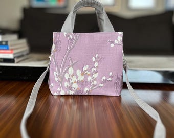 Handmade Floral Cotton Crossbody Bag, Mini Tote Purse