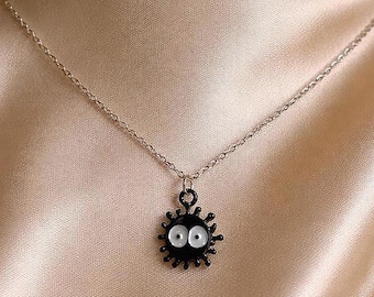 Handmade Soot Sprite Necklace – 18K Gold Plated Anime Jewelry