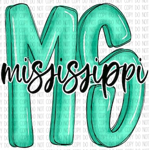 Mississippi MS PNG,  Water Color Brushed Design, Digital File, Sublimation Download -  png, dtf, Printing