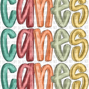 Canes Stacked Mascot PNG,  Water Color Brushed Design - Customs, Digital File, Sublimation Download -  PNG, DTF, Printing