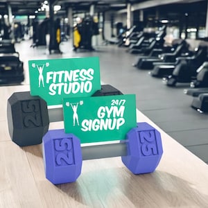 Hantel Visitenkartenhalter | Gym Schreibtisch Geschenk für Personal Trainer, Fitness Coach, Pilates Instruktor, Crossfit Workouts, Yoga Studios