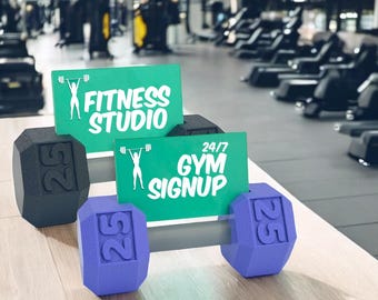 Dumbbell Business Card Holder | Gym Desk Gift for Personal Trainer, Fitness Coach, Pilates Instructor, Crossfit Workouts, Yoga Studios
