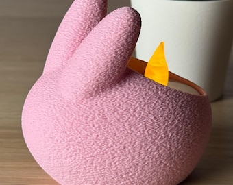 Bunny Tealight Candle Holder – Pastel Pink | Battery LED light Included | Cute Bunny Decor for Home Nursery Easter Gift Ideas