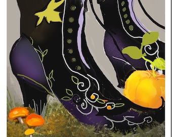 Witches Boots Halloween Card: Handmade Trick or Treat Greeting