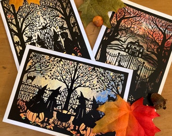 Happy Halloween Card Set  Halloween Witch  Cards