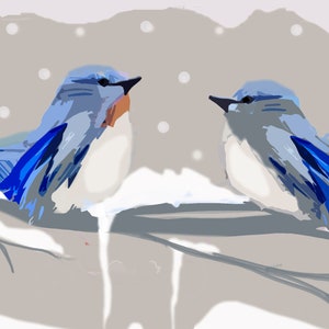 Christmas Card,  Winter Birds Card 5x7