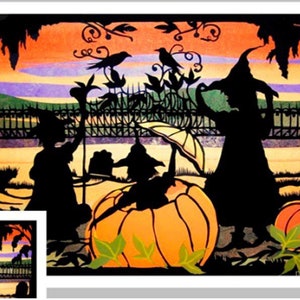 Witch Silhouette Halloween Card: 5x7 Art Print