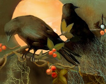 Halloween Crows Print //8x10// Art