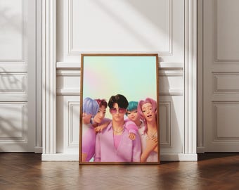 Kpop Wall Art Printable – “Saja Boy” Demon Hunters Boyband Poster, Instant Digital Download, Anime-Style K-Pop Decor for Dorm & Room