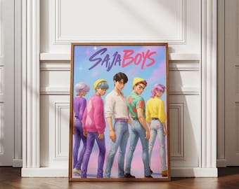 Saja Boy Soda Pop Scene Poster, Full Color Digital Kpop Art, Artsy Room Wall Decor, Instant Digital Download, Printable Wall Art