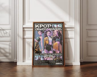 K-Pop Demon Hunters, Retro Magazine Aesthetic, Dark Fantasy Poster, Anime Digital Print, Vintage Wall Decor, Instant Digital Download