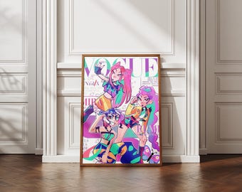 K-Pop Magazine Cover Art, Pop Idol Aesthetic, Vibrant Digital Print, Trendy Wall Decor, K-Pop Fan Poster, Instant Digital Download