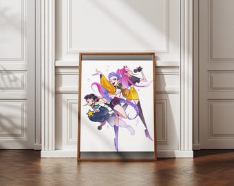Pop Star Trio, K-Pop Idol Poster, Vibrant Digital Print, High Energy Wall Decor, Instant Digital Download, Printable Wall Art, Wall Décor