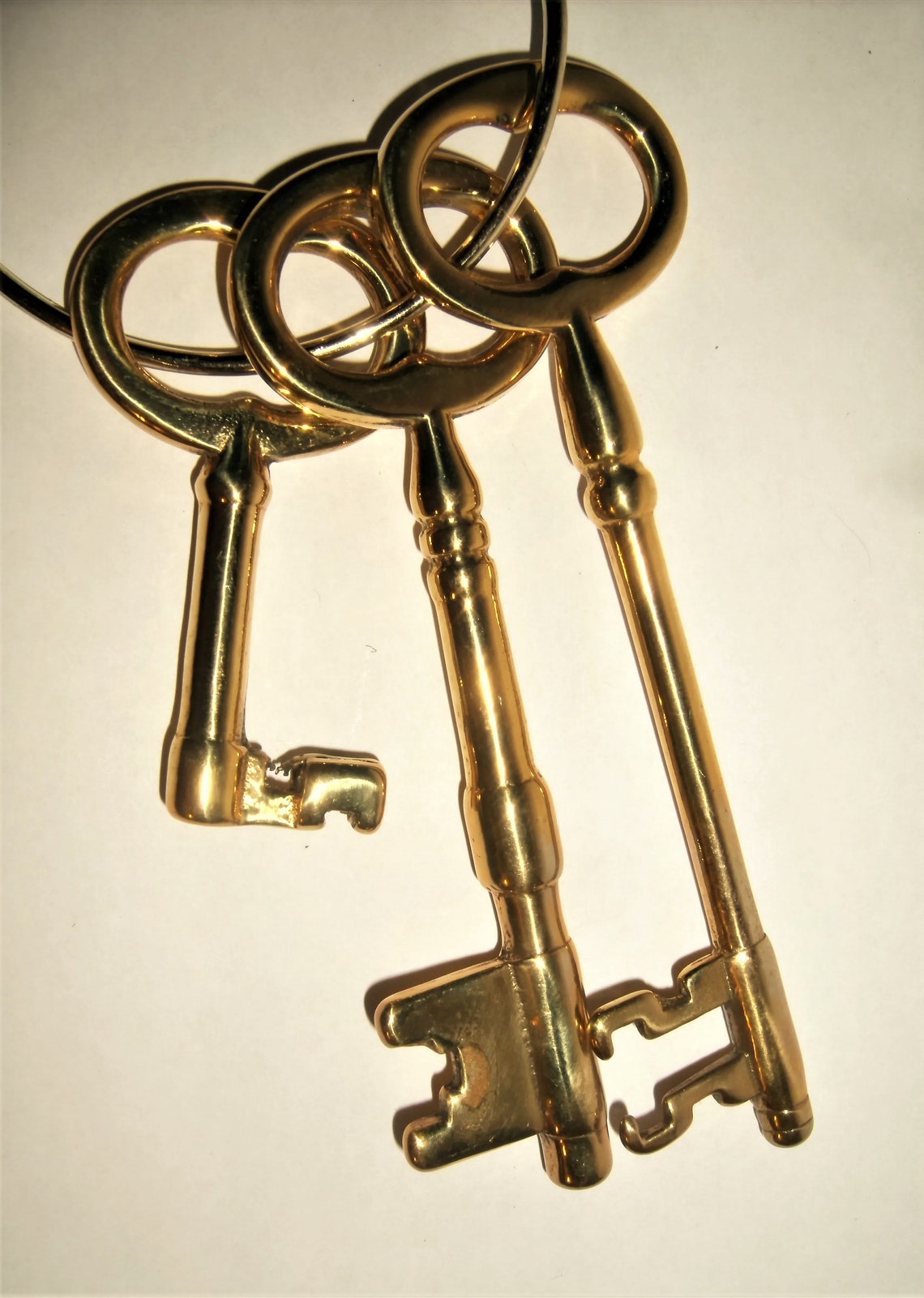 Brass Skeleton KEYS Big Trio Key Ring Gold Metal Vintage Etsy