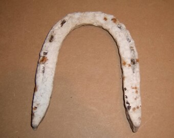 Antique Horse Shoe Crusty Rusty Shabby White Paint Wrought Iron Hand Forged Primitive 1800's Rustic 19th Century Hardware Home Decor Luck