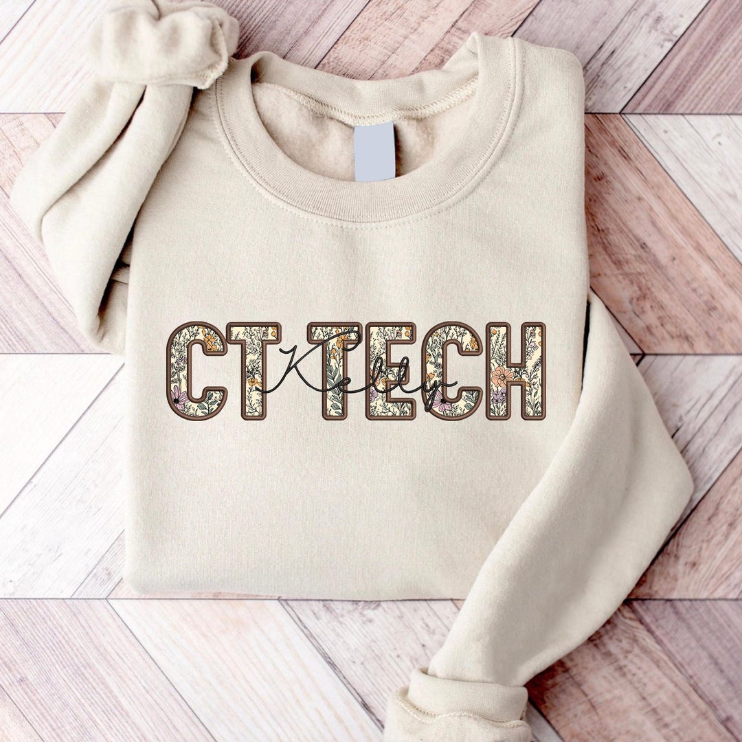 Custom CT Tech Sweatshirt, Personalized Floral Applique CT Tech Shirt ...