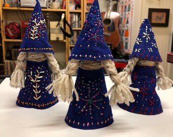 Handmade gnome lady doll * blue gnome doll * female gnome