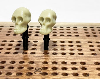 Skull Metal Cribbage Scoring Peg, Black, Gold, Copper, or Silver Peg, Gift Idea, Tapered Metal Peg, Crib, Cribb Game Pieces