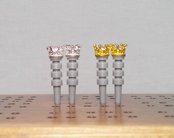 King & Queen Crown Cribbage Pegs: Resin Game Score Markers (SET OF 2 PEGS)