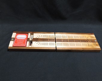 Folding Travel Cribbage Board with internal storage for pegs and cards - In Stock - Ready to Ship.