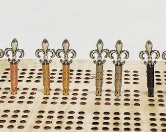 Fleur-de-Lis Cribbage Pegs - Lily Design, Choice of Colors
