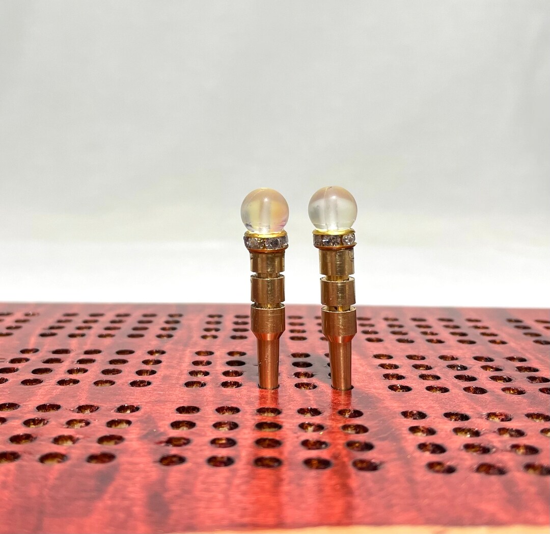 Premium Metal Cribbage Scoring Peg Set 8mm Glass Rainbow Bead Set of 2