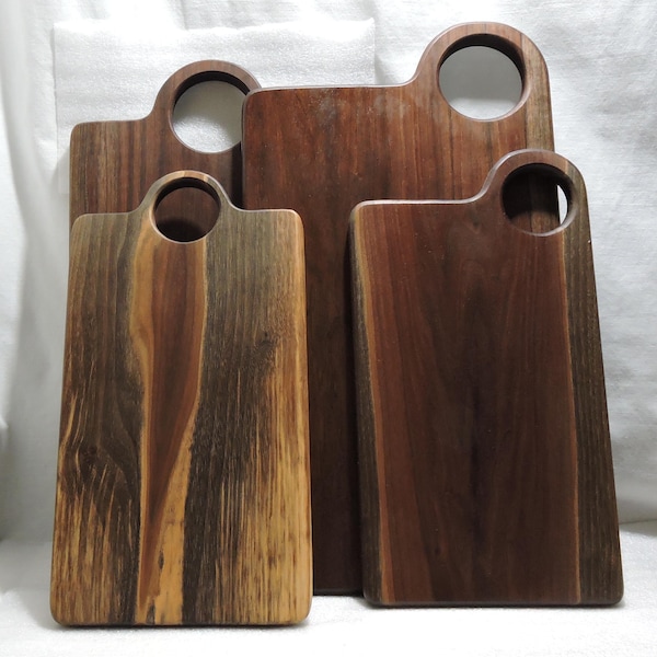 Handcrafted Solid One Piece Walnut Cutting Board with Handle: Farmhouse Charcuterie Board
