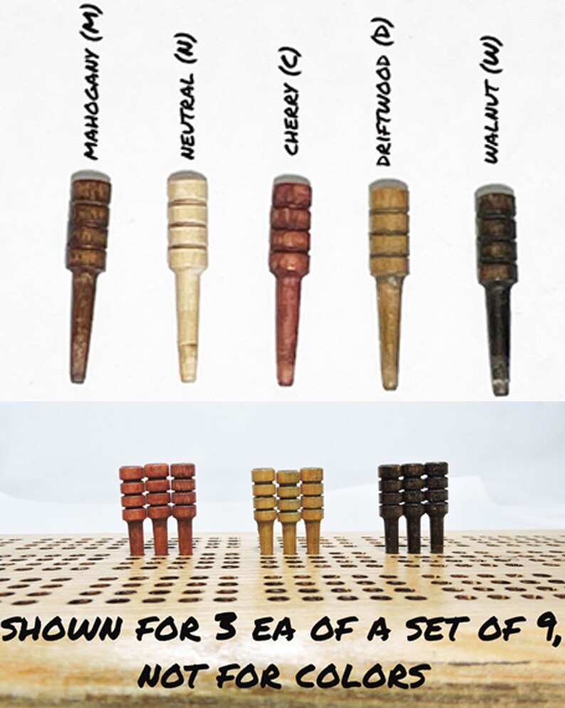 Wooden Replacement Pegs Sets of 6,9,12,15,20, or individually. Kitchen Grocery List Pegs, Game Pieces image 6
