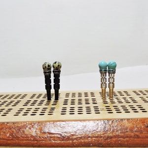 Natural Turquoise OR Dalmatian Jasper Cribbage Pegs Choose Turquoise OR Dalmation Jasper Sale is for your choice of 2 pegs image 1